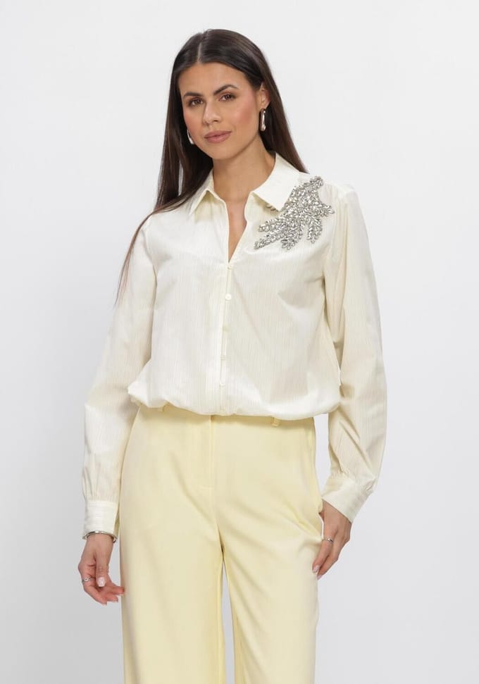 Freebird Wv-cot-stripe-26-1 Dames - Jurken - Ecru - Maat M