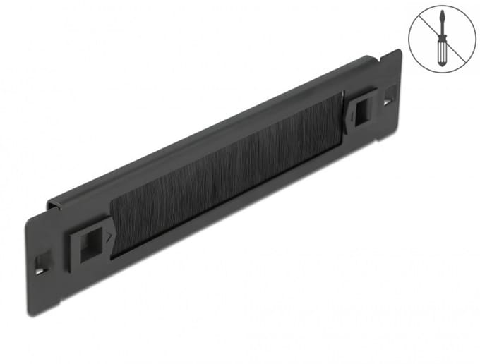 Delock 66343 10 inch Afdekking met borstels voor patchkast Zwart