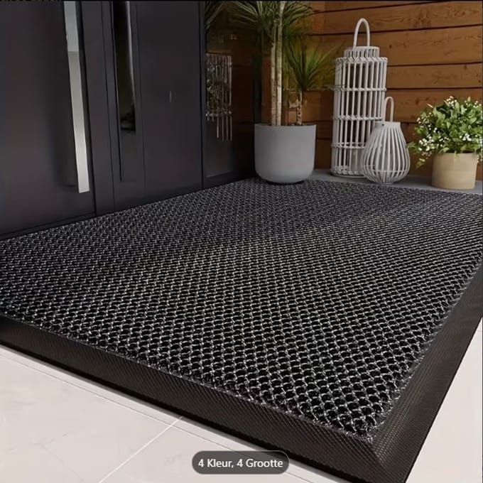 Deurmat zwart - Droogloop en schoonloopmat - rubber met backing en rand - vuilloper - antislip - 60 x 90 cm - softtouch