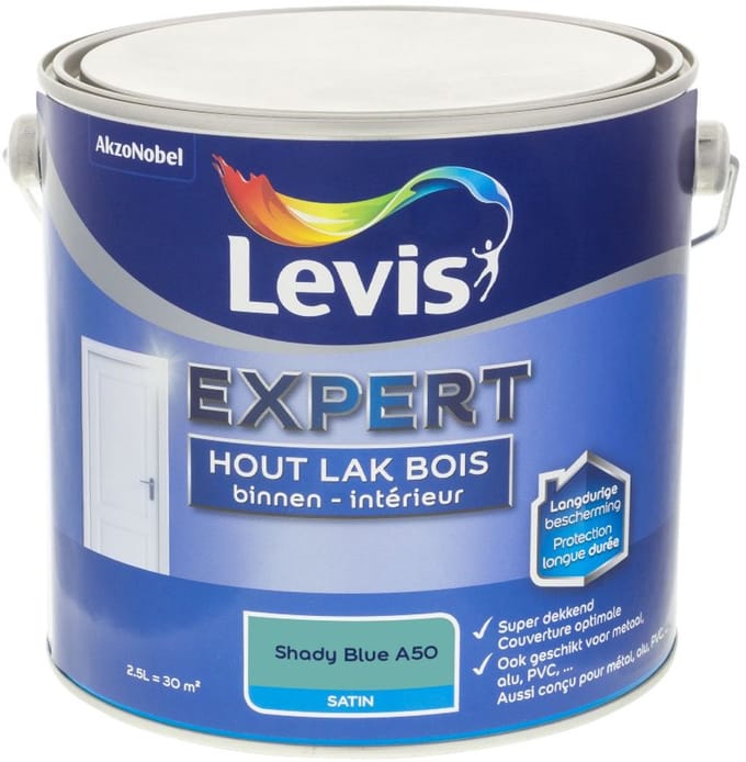 Levis - Expert Hout Lak Binnen Satin Mix - Shady Blue A50 - Mengverf - 2,5 L