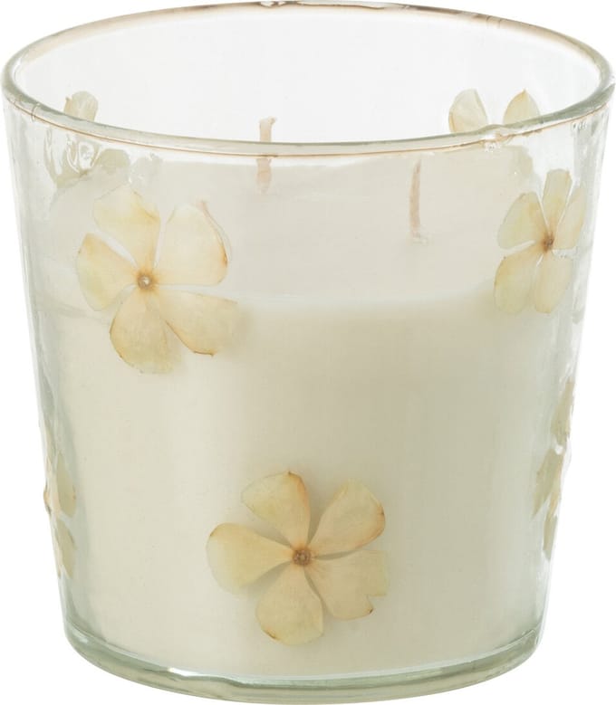 J-Line geurkaars Bloemen - glas - transparant - small - 45U