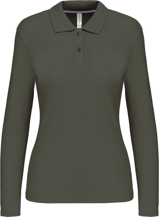 Kariban Damespolo lange mouwen K244 - Dark Khaki - S