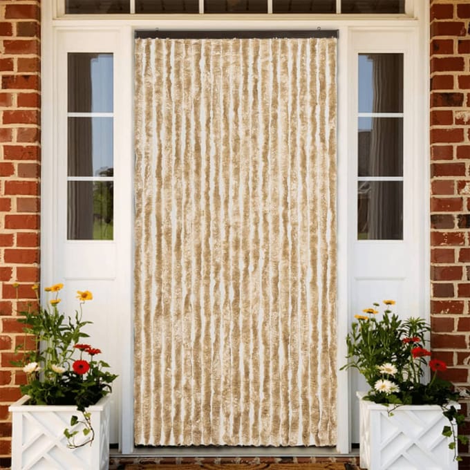 vidaXL - Vliegengordijn - 90x200 - cm - chenille - beige