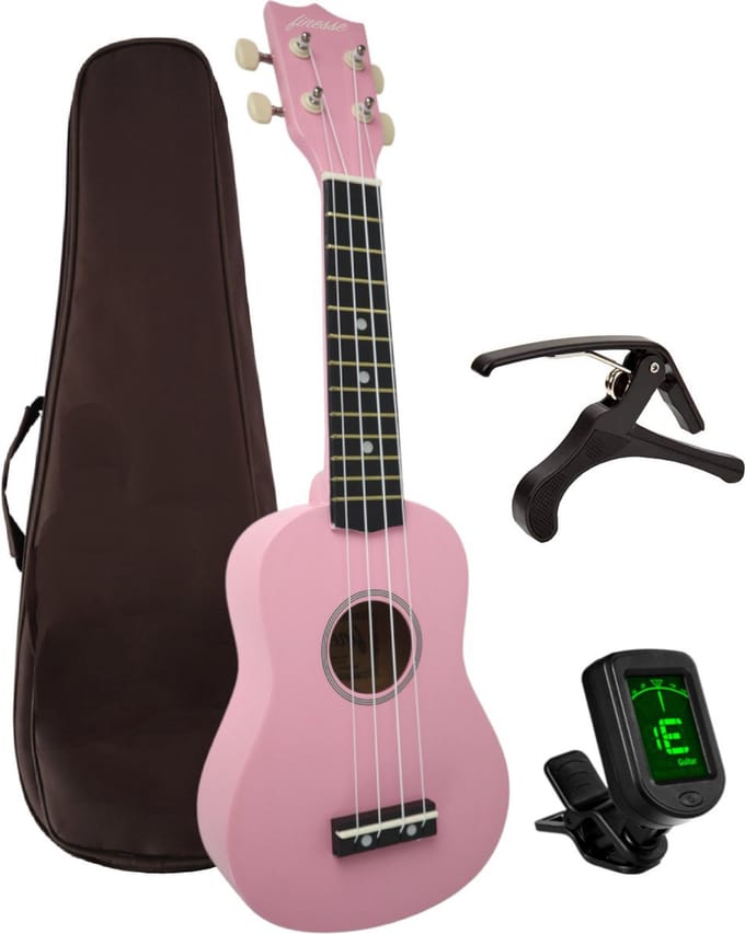 Finesse Ukelele - Starterset - 21" - Ukulele - Kind - Muziekinstrument - Roze