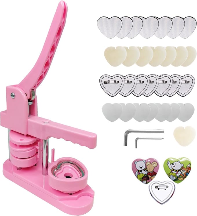 Hartvormige Button maker - Incl. 100 pins - Badge Maker Machine - DIY Buttonmachine - pin machine - pin maker - Verjaardagscadeau - animeconroze