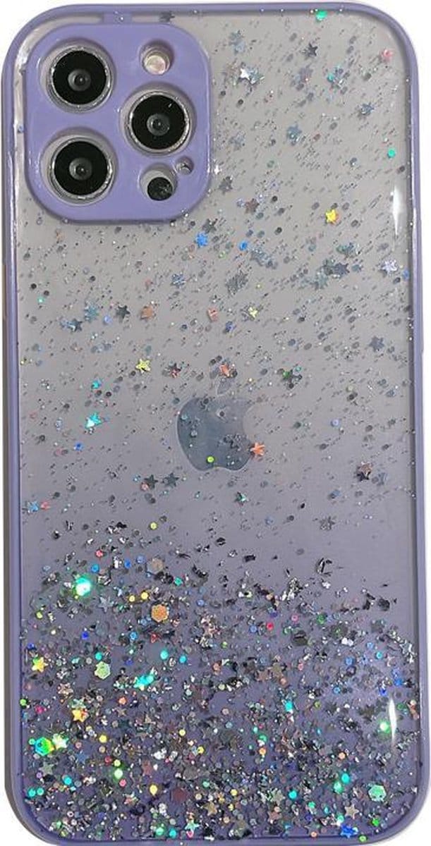 Hoesje geschikt voor iPhone 8 - Backcover - Camerabescherming - Glitter - TPU - Paars