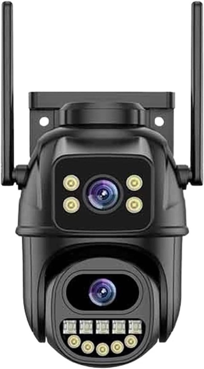 Beveiligingscamera Buiten - IP Camera WiFi - Huisbeveiliging - Dubbele Lens Dubbel Scherm - 8MP HD - Wit