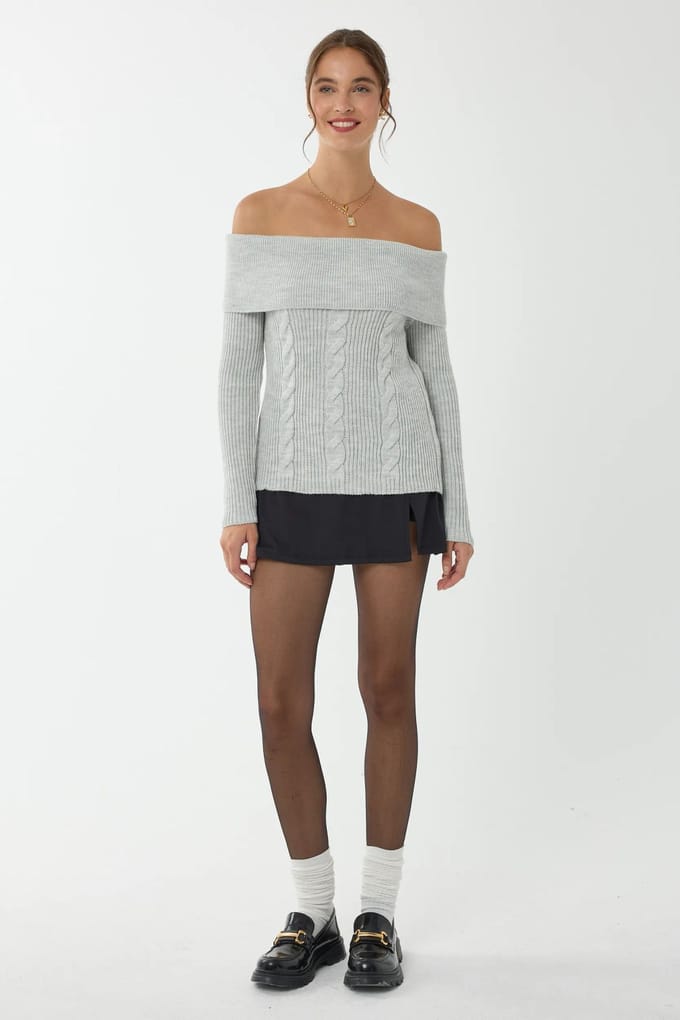 Off-Shoulder Gebreide Trui