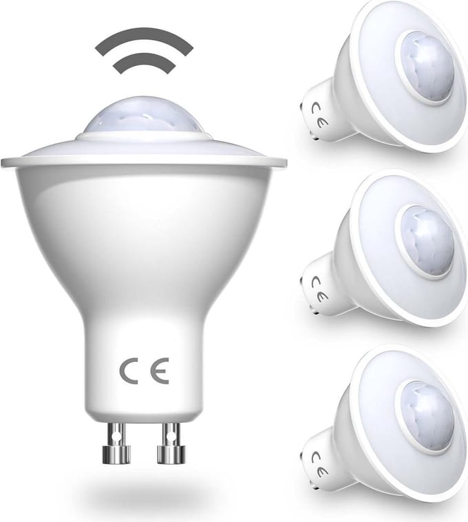 4 Stuks Bewegingssensor GU10 LED Lampen 5W Warm Wit - Tot 7 Meter Detectiebereik