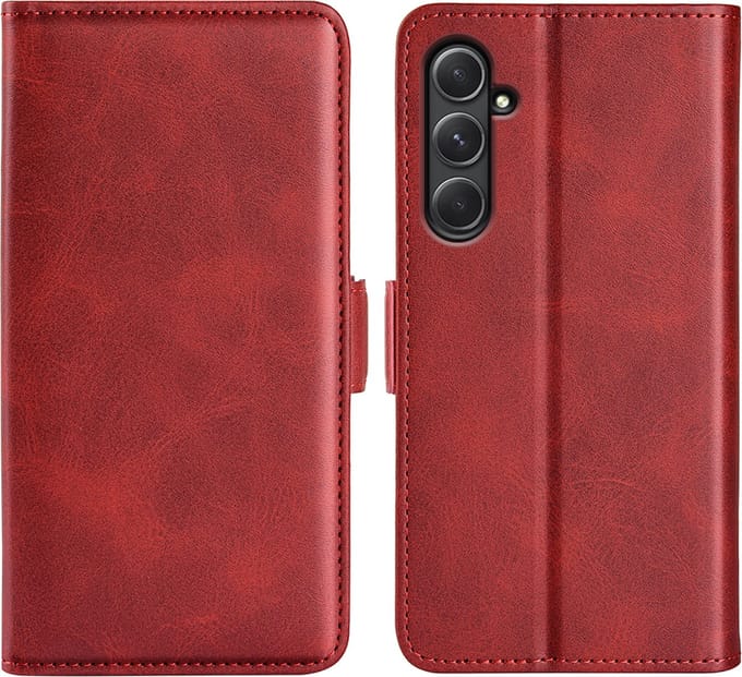 MobyDefend Hoesje - Geschikt voor Samsung Galaxy A55 - Luxe Wallet Book Case (Sluiting Zijkant) - Rood