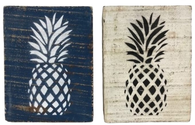 Blok Alex 11x15x5 cm Ananas blauw/wit