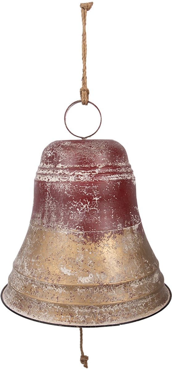 Clayre & Eef Kerstdecoratie Beeld Bel Ø 52x56 cm Rood Metaal