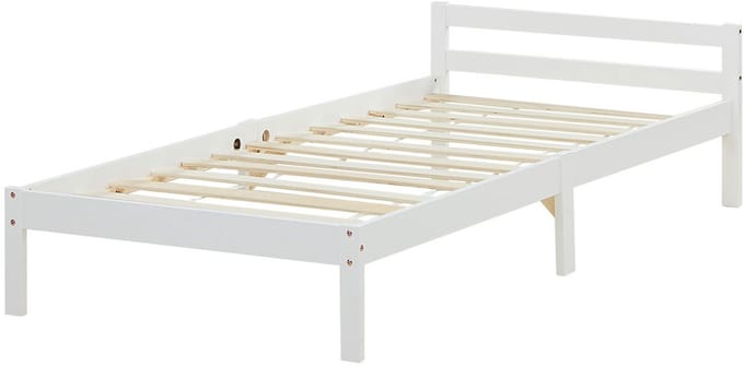 Homestyle4u Houten bed - 90x200 cm - Wit - Opbergruimte
