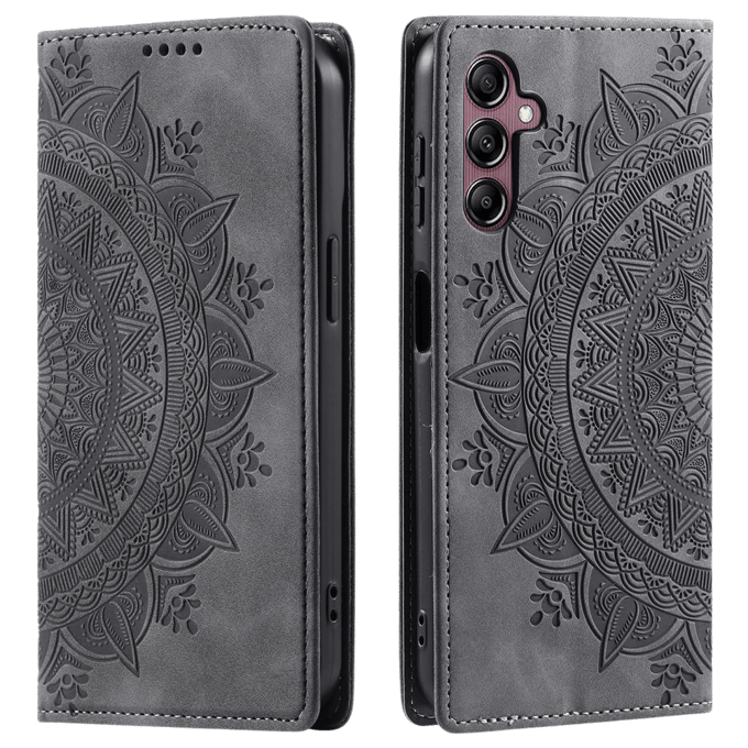 Comfycase Samsung Galaxy S24 FE Zacht Mandala Book Hoesje Grijs