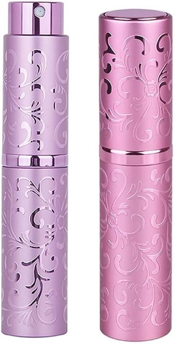 Herbruikbare 10ML Parfumatomizers - 2 Stuks Refillbare Parfumflessen voor Reizen, Handtas en Koffer (Roze + Paars)