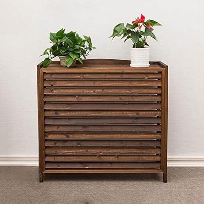 Buitenunit Omkasting - Privacy Scherm - Tuin Decoratie - Verkoold Hout - 85 x 35 x 75 cm - Bruin