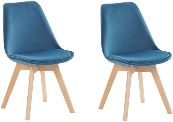 DAKOTA - Eetkamerstoel - Blauw - Fluweel
