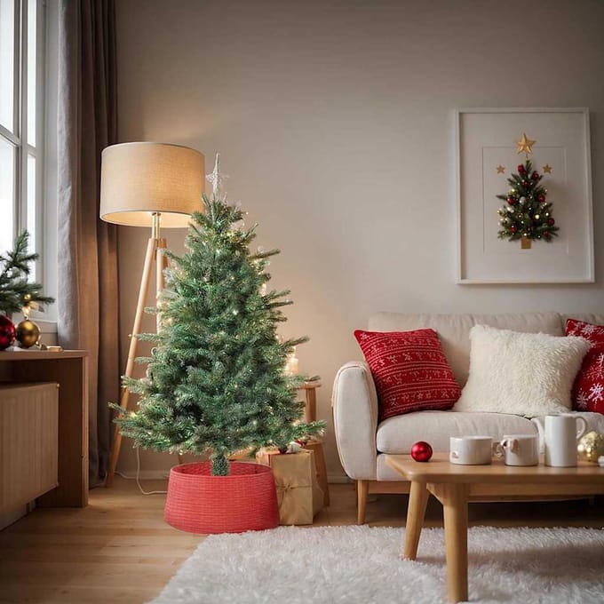 vidaXL - Kerstboomrok - Rood - Ø - 65 - x - 24 - cm - Kunststof