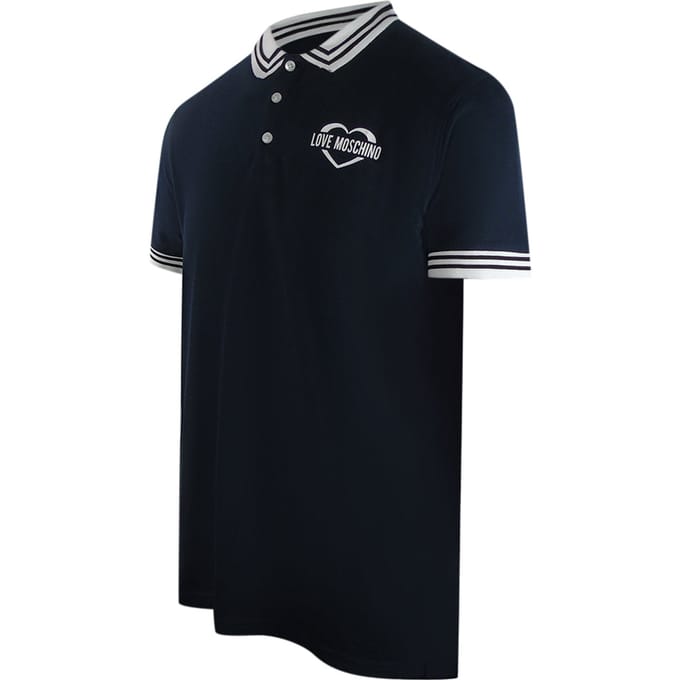 Love Moschino Marineblauwe Poloshirt Met Klein Hartje-logo