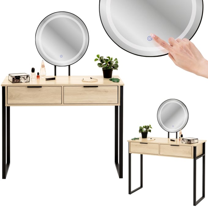 LOFT Cosmetische kaptafel met LED-make-upspiegel met ladeverlichting