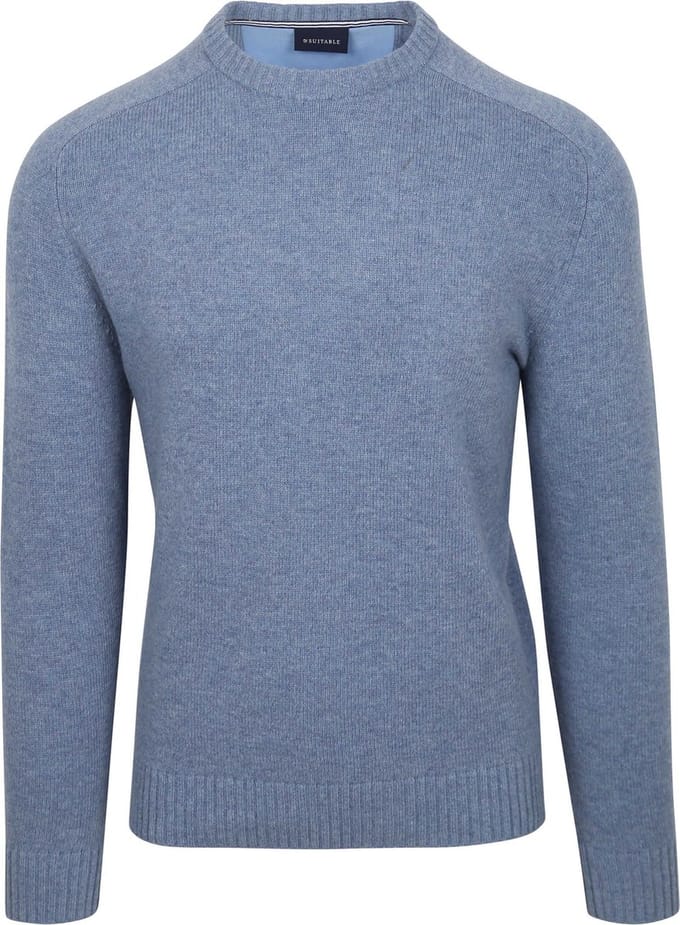Suitable Lamswol Trui Ronde Hals Lichtblauw - Maat XL - Heren - Pullover - Sweater