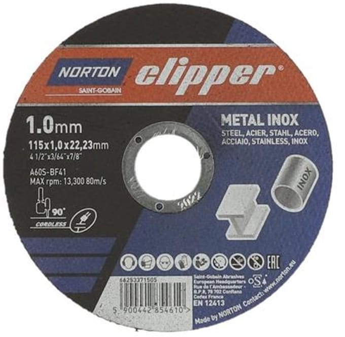 Doorslijpschijf D115x1,0mm Type 41 Metaal-Inox 13300 min-1