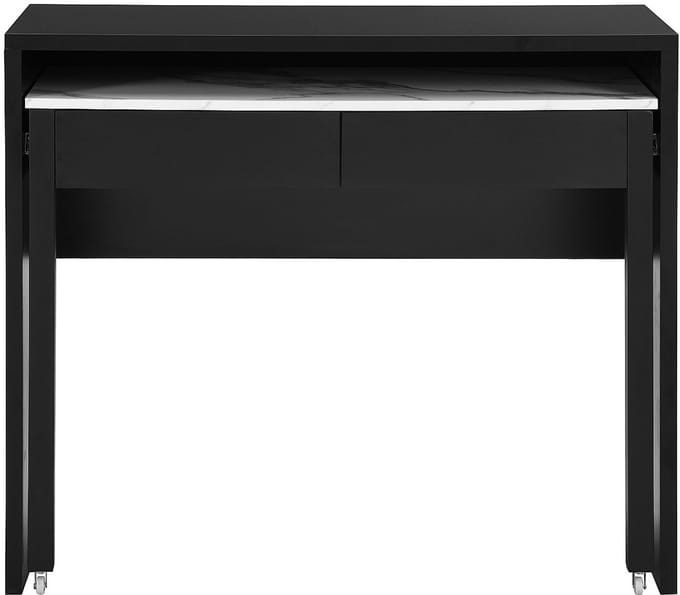 Vente-unique Uitschuifbaar console-bureau met 2 lades - Zwart en wit marmereffect - LOAVIA