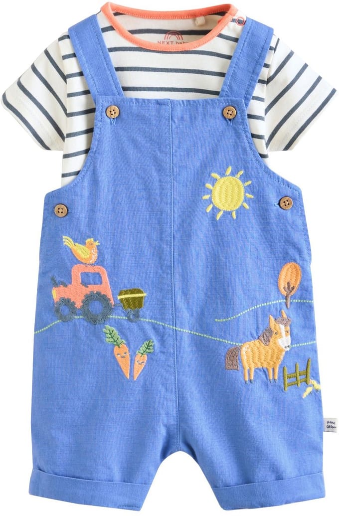 Next - Jongens - Babytuinbroek en rompertje - Blauw
