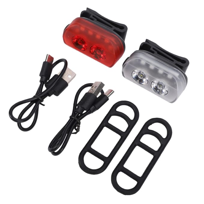 Fietsverlichting Magnetische Oplaadbare Fiets Koplamp Achterlicht Set Waterdicht Veiligheid Fiets Voor Achter Licht voor de Weg gray