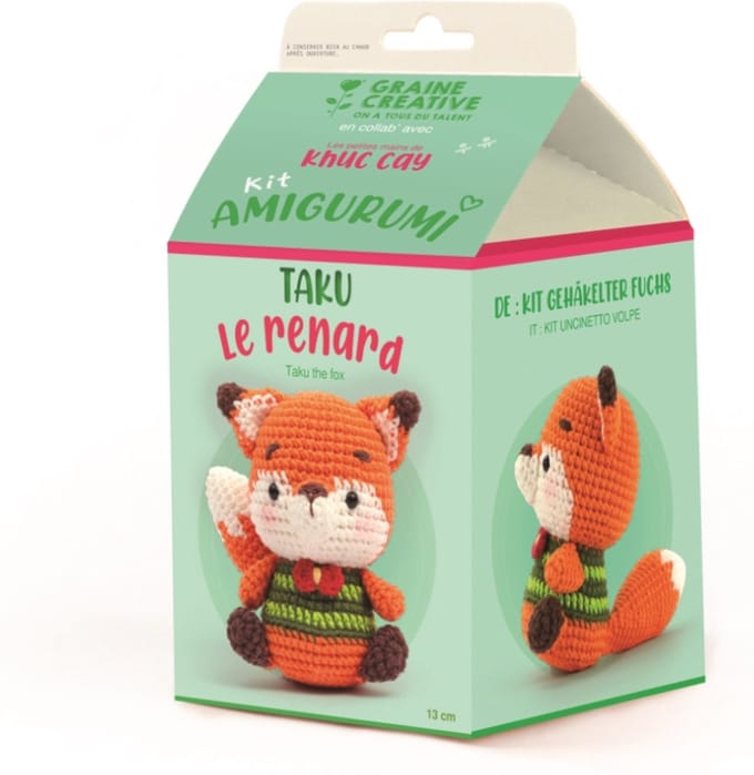 Graine Creative Amigurumi haakpakket vos 13 cm knutselset.