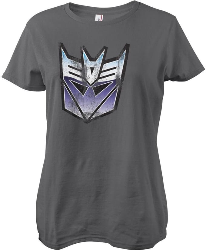 Transformers Distressed Decepticon Shield Girly T-shirt Dames T-shirt Donkergrijs