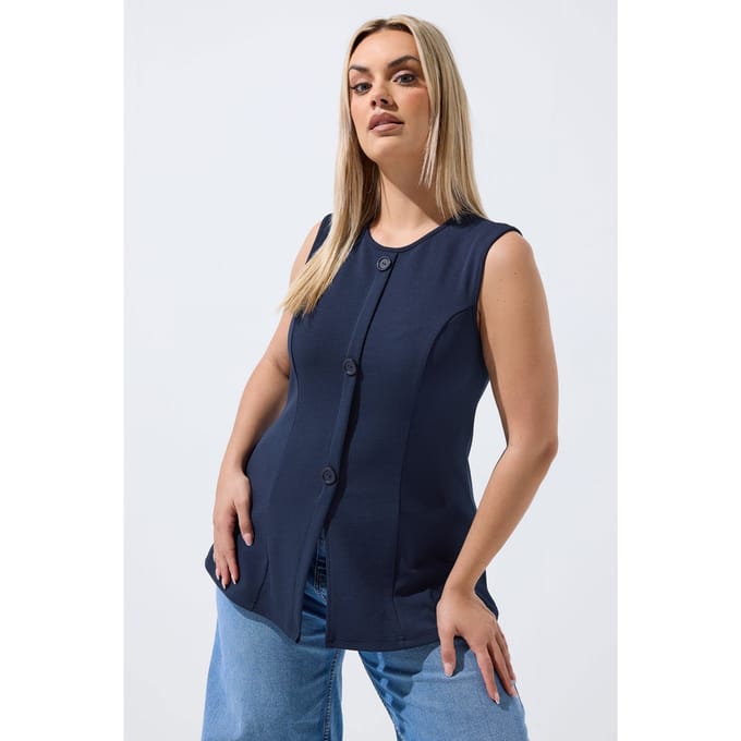 Limited Collection Marineblauw Gilet Met Naaddetails Size 42