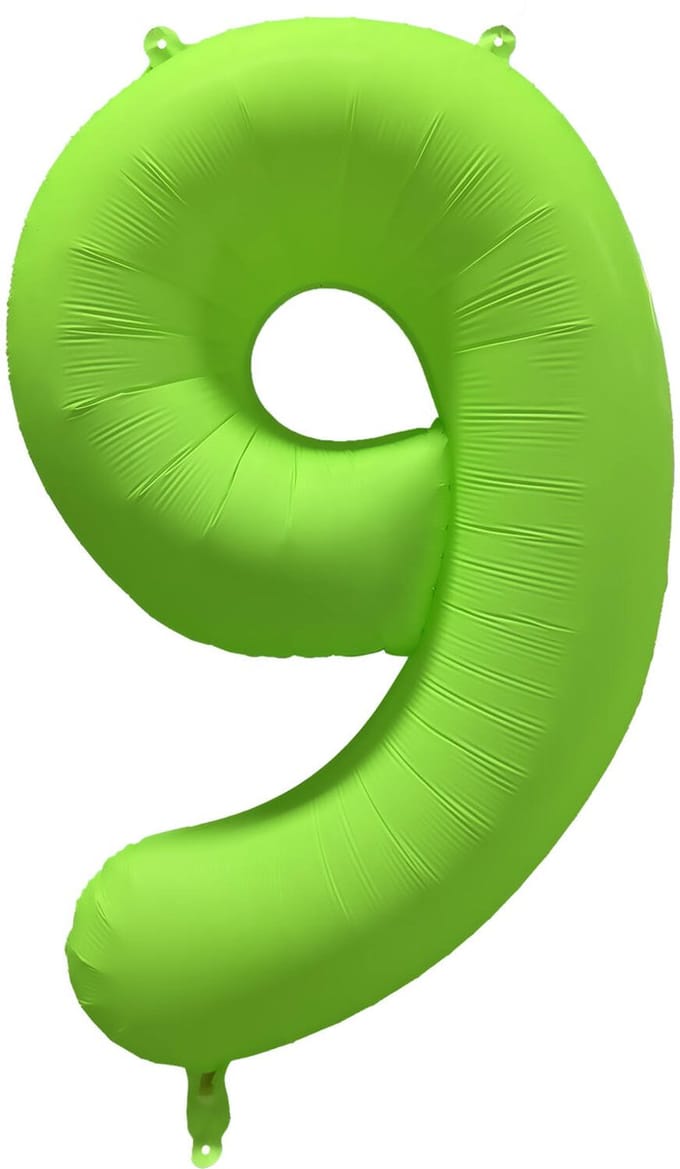 Riethmüller - Folieballon cijfer 9 - neon groen - 86 cm