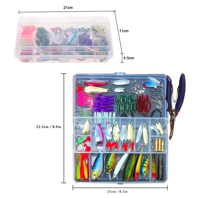 Lixada 73/101/132/232PCS Visgerei Tuig Gemengd Harde Aas Zachte Aas Visaccessoires 101pcs gray