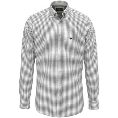 Fynch-Hatton Overhemd Poplin Check Button-Down Avocado / male