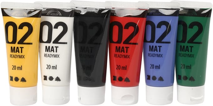 Acrylverf Mat, standaardkleuren, 6x20 ml/ 1 doos