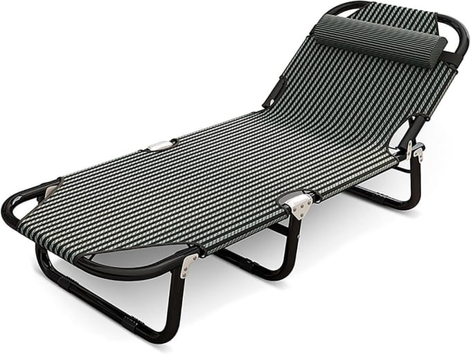 Opvouwbaar Bed - Camping Bed - Buiten Ontspannen - Verstelbare Rugleuning - 190x68x28cm - Groen