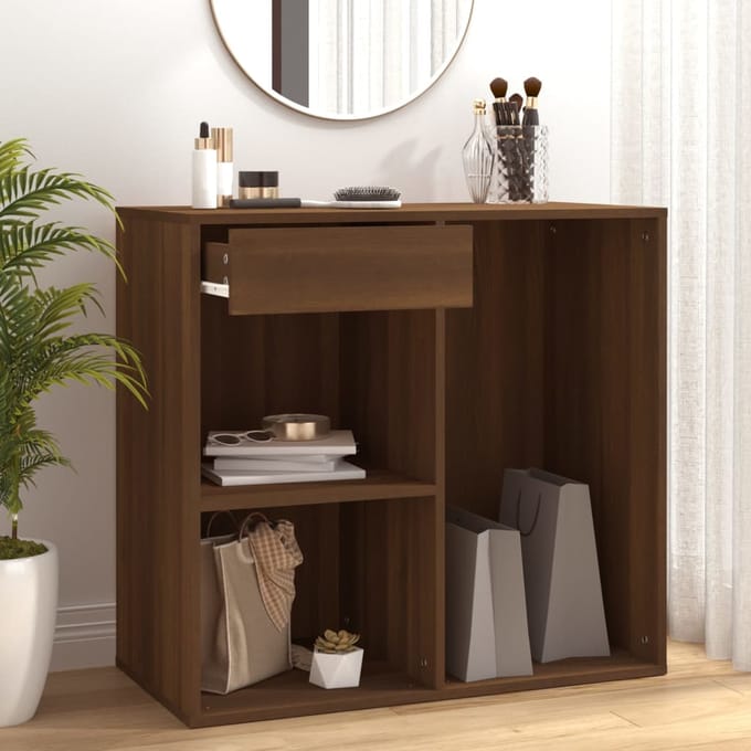 vidaXL - Cosmeticakast - 80x40x75 - cm - bewerkt - hout - bruin - eikenkleur