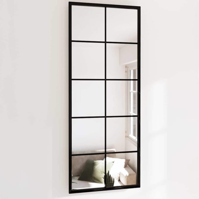 vidaXL - Wandspiegel - 100x40 - cm - metaal - zwart