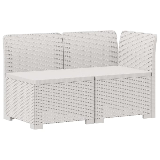 vidaXL - Twee-zits - Tuin - Sofa - met - Kussens - Rieten - Look - 2-zits - PP - Wit