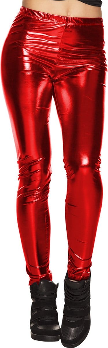 Boland - Legging Metallic rood (M) - Volwassenen - - Festival