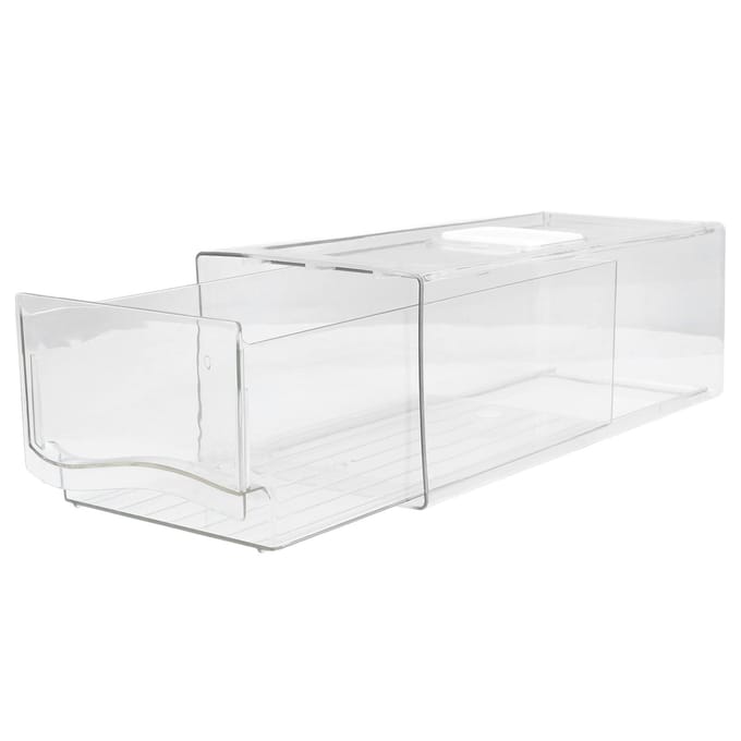 Koelkastcontainers Voedselkwaliteit Transparante Voorraadkast Opbergbak Stapelbare Classificatie Opberglade S white