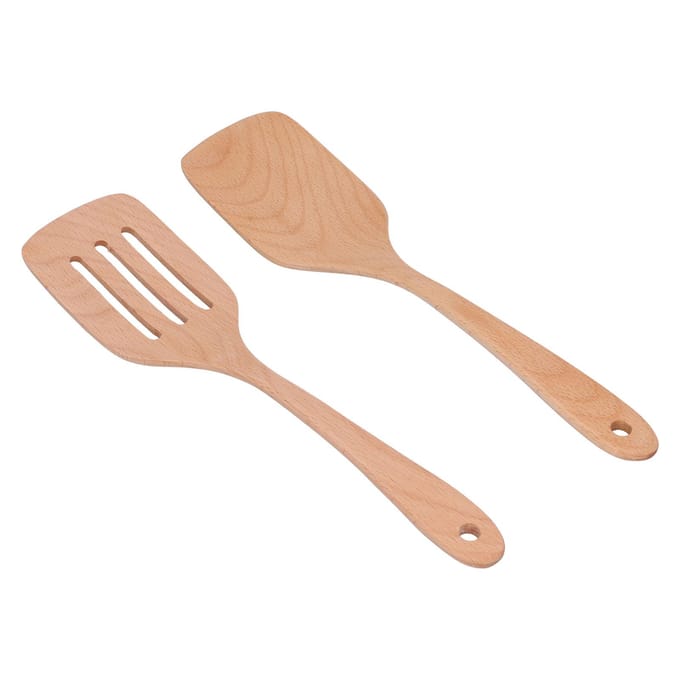 2 Stuks Keuken Draaispatel Set Houten Milieuvriendelijk Hittebestendig Non beige