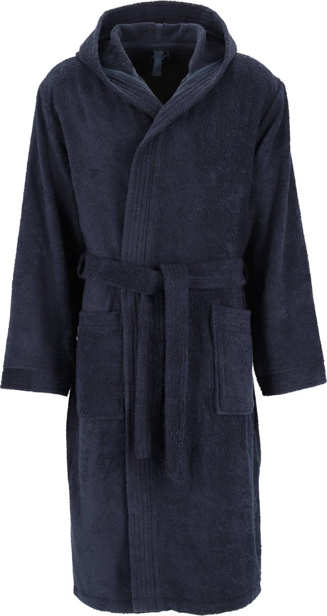 Ceceba heren badjas badstof - met capuchon - donkerblauw