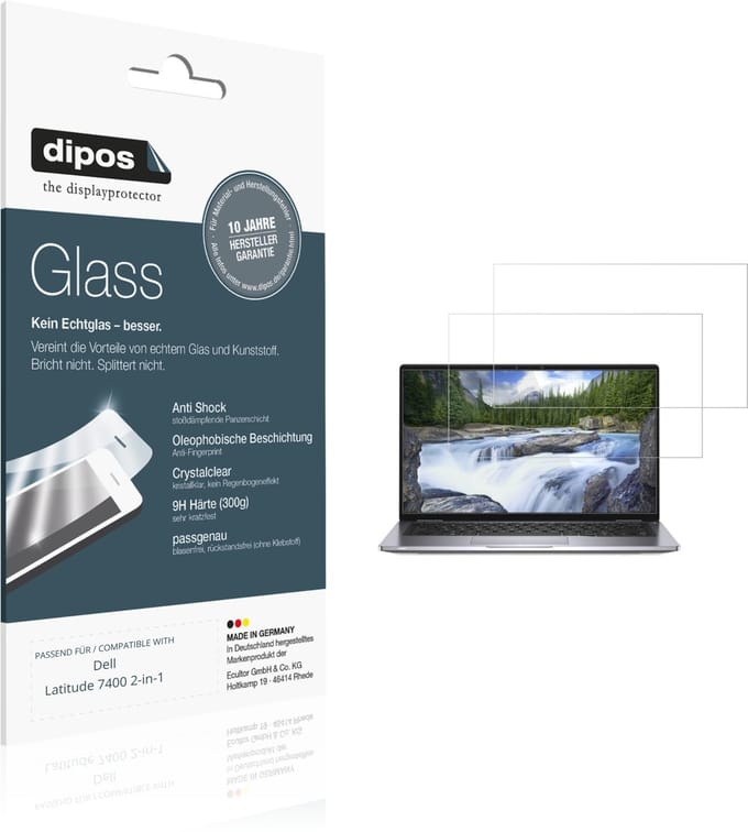 dipos – 2x Pantserfolie geschikt voor Dell Latitude 7400 2-in-1 | 9H Screenprotector