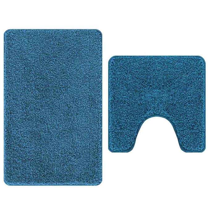 vidaXL - Antislip - Badmat - Set - 2 - st - Blauw - 50 - x - 50 - cm - PP
