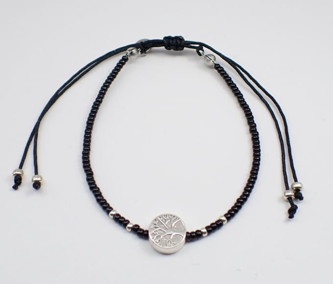 Colure® armband Miyuki glanzendzwart met symbool Tree of Life - Levensboom