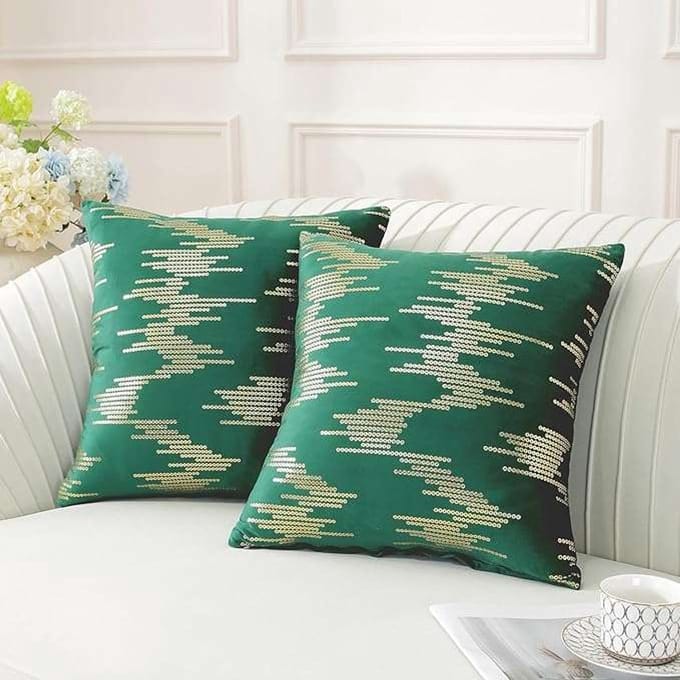 CE Kolor Groen - Decoratieve Kussensloop - 45x45cm - Gouden Patroon - Polyester