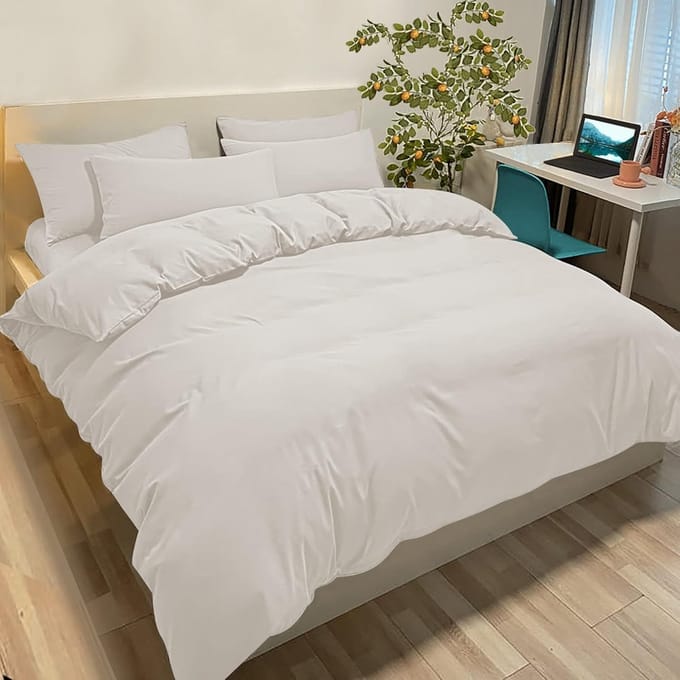 Luxe Beige Dekbedovertrek (155x200) met Kussensloop (50x80) – Comfortabele Microvezel