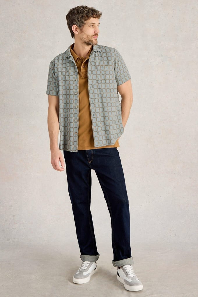 White Stuff Ss Overdye Check Shirt Light Blue Größe: M | Casual hemden Outlet | Herren | Blau